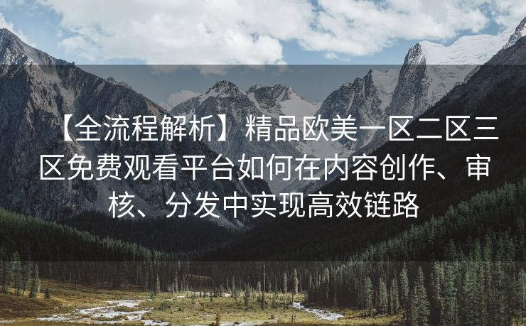 【全流程解析】精品欧美一区二区三区免费观看平台如何在内容创作、审核、分发中实现高效链路