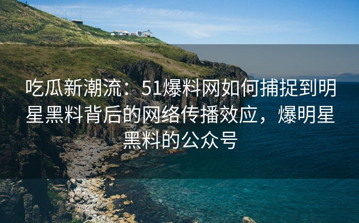 吃瓜新潮流：51爆料网如何捕捉到明星黑料背后的网络传播效应，爆明星黑料的公众号